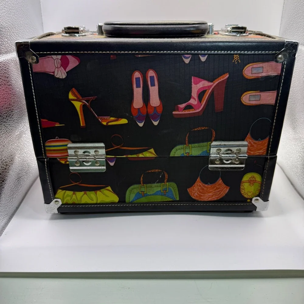 Caboodles Makeup Train Case Organizer Cosmetic Bag‎ Handbag Fashion Heels Purses